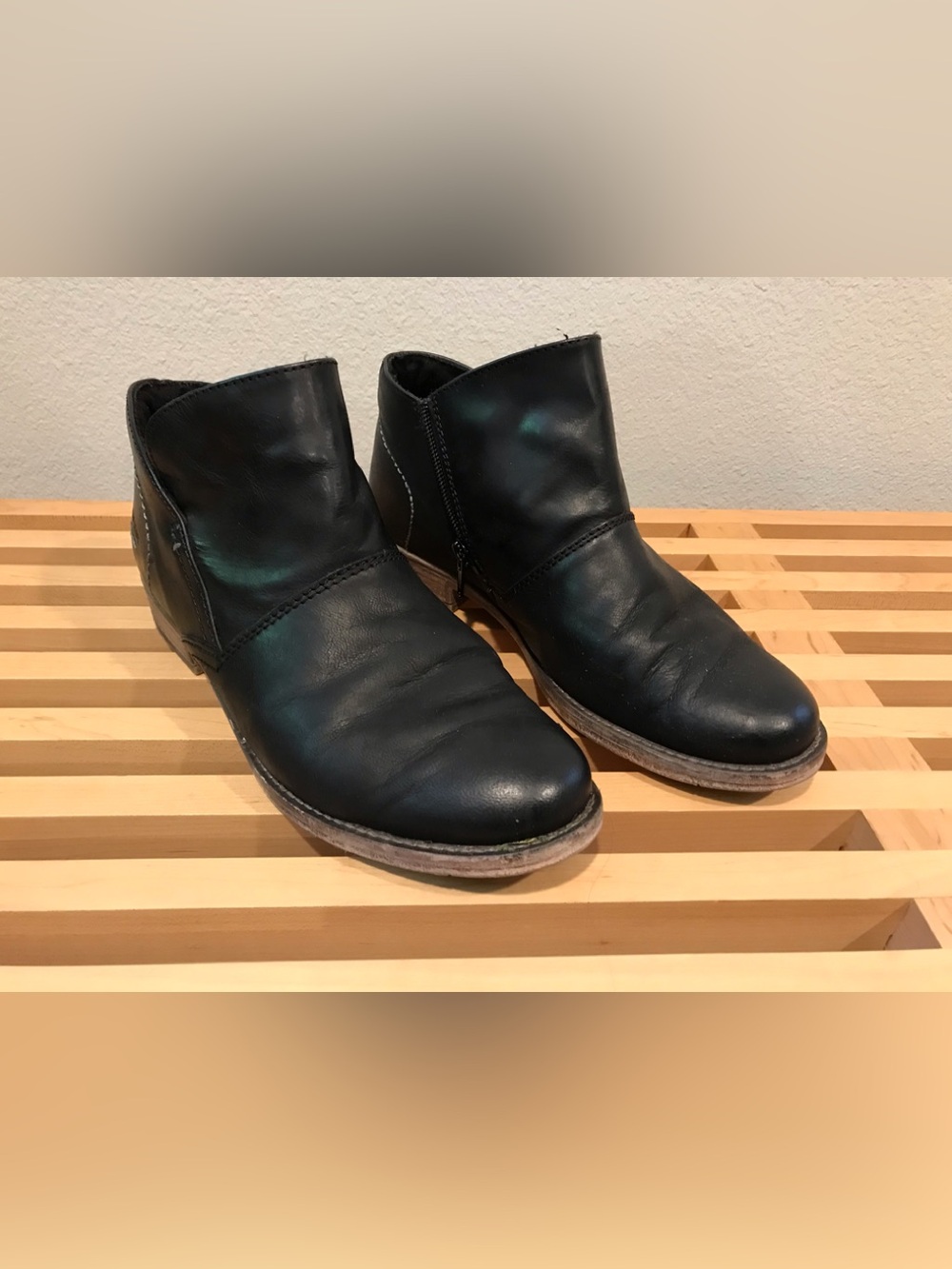 Josef Seibel Black Leather Ankle Boots